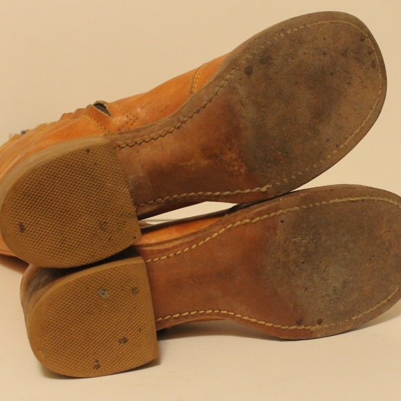 VINTAGE 70s FRYE BOHO HIPPIE WHISKEY LEATHER BOOTS - Picture 8 of 8